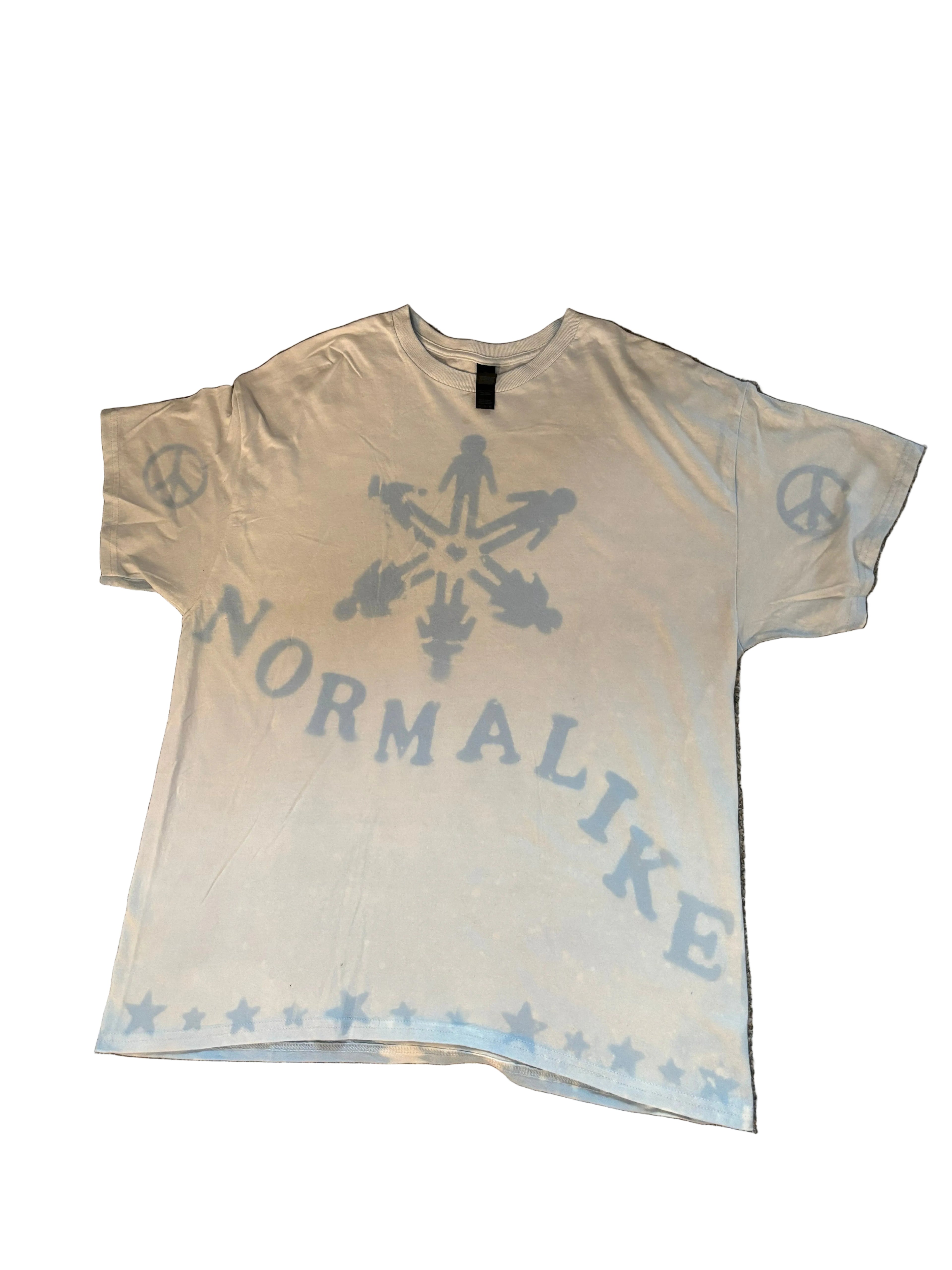 XL short sleeve light blue/white