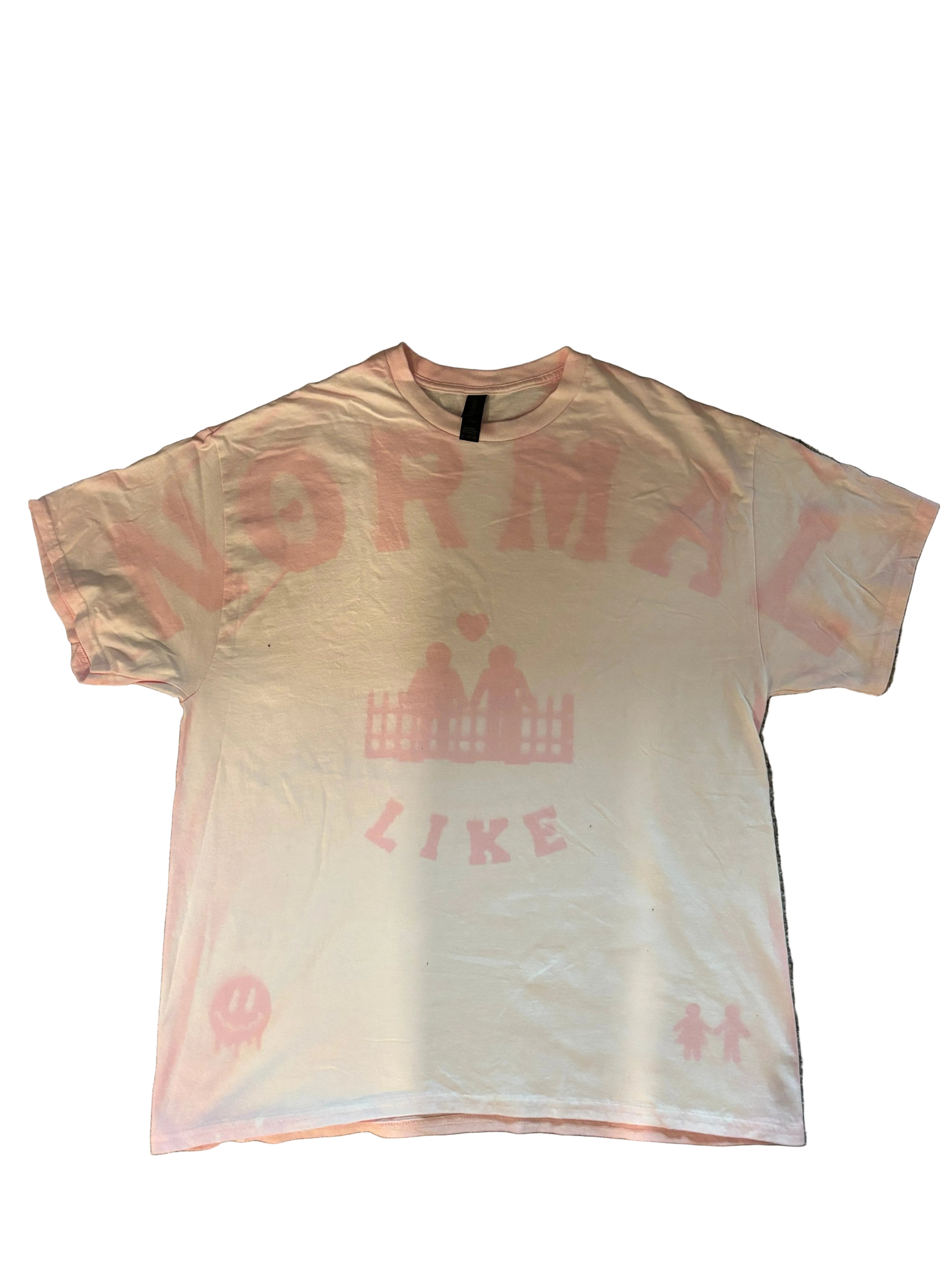 XL short sleeve light pink/white